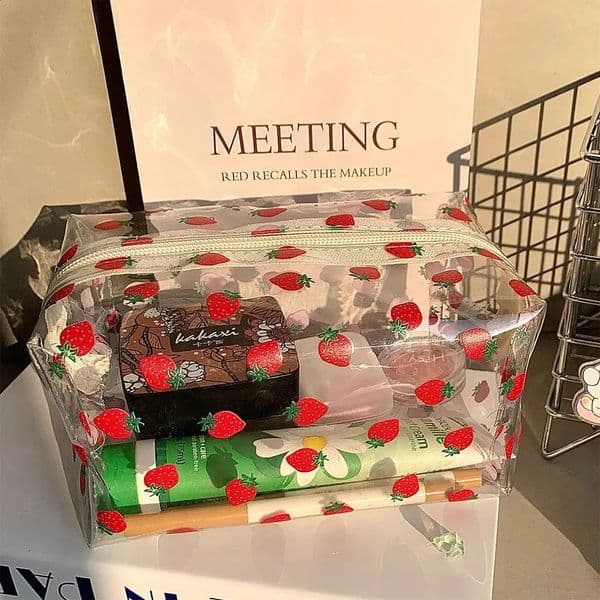 High Quality Cartoon Printed Storage Bag Transparent Multifunctional Pen Bag Large Capacity Makeup Bag Home Travel 260515