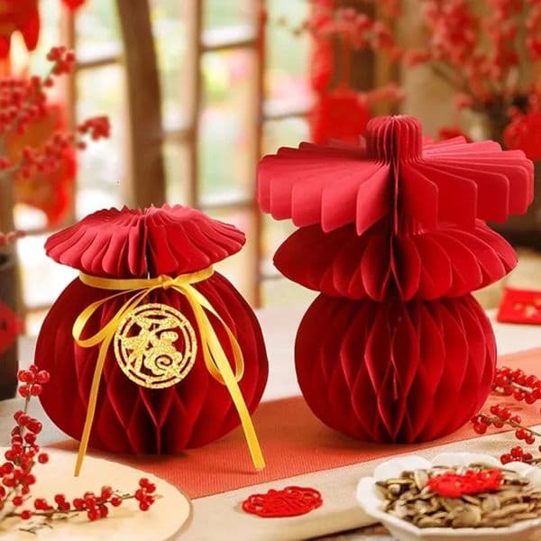 Luxury Designer Decor room Chinese New Year Decorations - Folding Honeycomb Desktop Ornament For Wedding And Spring Festival Desk Accessorie 11