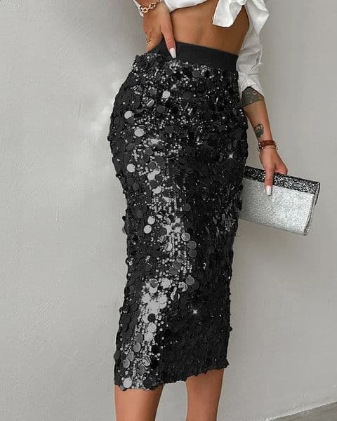 Sequin Fashionable Midi-Calf Skirt 260514