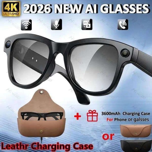 2026 New Smart 8Mp HD Camera Video Recording Voice Call With Charging Case Intelligent AI Translation Mt5 Ultra Glasses Sunglasses