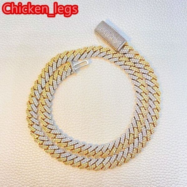 Hot Sale VVS Moissanite Cuban Chain Necklace Men Club Party Wedding Gift Fashion Accessory Gold Plated Sterling Silver Hip Hop