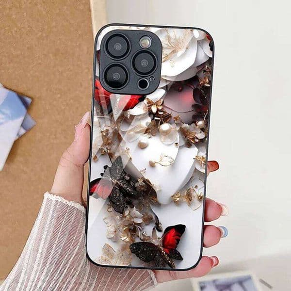 Glass Case For Samsung A54 5G A53 A52 A51 A34 A33 A32 4G A25 A14 A13 A12 S24 Ultra S23 Plus S22 S21 S20 FE Butterfly Clear Cover