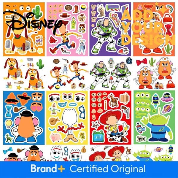 Designer Disney Toy 8/16Sheets Make A Face Cartoon Disney Toy Story Stickers DIY Ryder Chase Assemble Jigsaw Kids Toy Children Boys Game Party Gift Luxury 05652