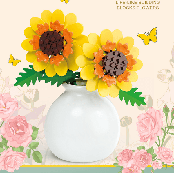 Free shipping Simulation flower vase building blocks assembly display item toy gift Exquisite