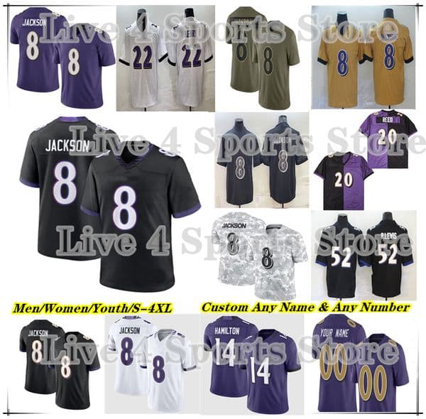 8 Lamar Jackson Raven 2026 Football Jersey Zay Flowers Derrick Henry Trey Hendrickson Malaki Starks Andrews Hamilton Roquan Smith Wiggins Green Lewis