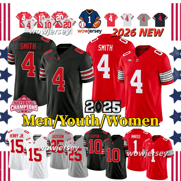 2026 Ohio States BuckeyesS Football Jersey Jeremiah Smith Julian Sayin Chris Henry Jr Kenyatta Jackson Jr Jack Sawyer Jaxon Smith-Njigba Sawyer Downs Egbuka Styles