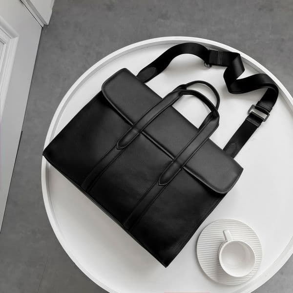 Designer briefcase for men, business bag, leather handbag, 14-inch notebook bag, fashionable crossbody bag