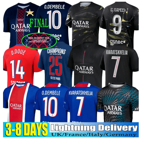 26 27 Paris St Germainn Jersey Ousmane Dembele Khvicha Kvaratskhelia Football Shirt Goncalo Ramos Gianluigi Donnarumma Soccer Jerseys Kids Kit 3XL 4XL