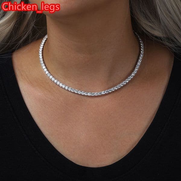 MON01 Wholesale Factory Price 925 Sterling Silver Iced Out 2mm 3mm 4mm 5mm VVS Moissanite Tennis Chain Necklace