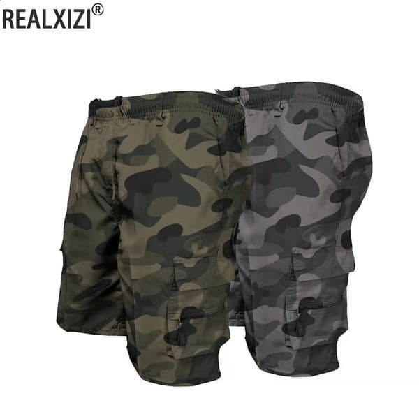 Mens Camouflage Cargo Shorts Casual Loose Work Tooling Summer Males Outdoor Knee Length Short Pants 260515