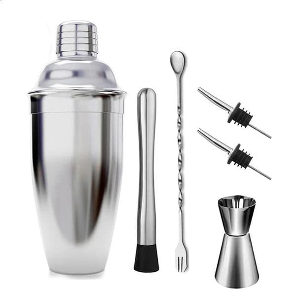 Stainless Steel Liquor Cocktail Shaker Bar Wine Mixer Set Bartender Cocktail Hand Shaker Tool Kit Bar Tool with Holder 260516