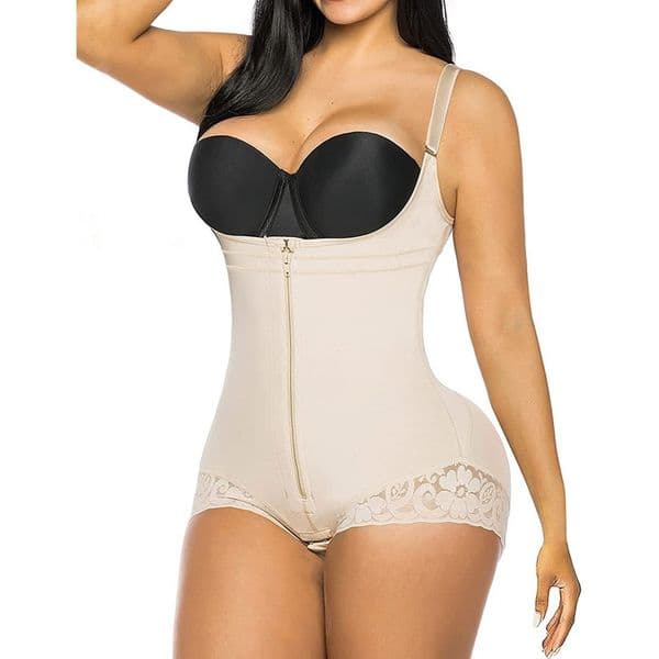 Women's Shapewear Bodysuit Plus Size - Tummy Control Hip Lifting Seamless Body Shaper with Open Crotch, Breathable Elastic Mesh Fabric Underwear Postpartum Belly