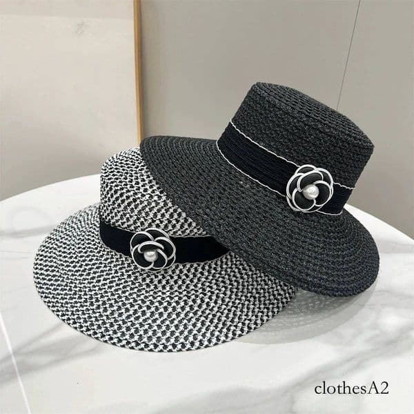 Fashionable Women's Hat: Beach Bucket Hat, Trendy Summer Floral Pearl Wide-Brimmed Face-Covering Sun Hat Chunjinqiuli