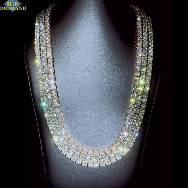 Factory Wholesale Price Tennis Chain Hip Hop 925 Pure Silver 2mm 3mm 4mm 5mm 6mm 65mm VVS Moissanite Diamond Tennis Chain