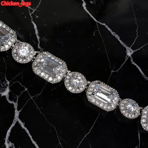 Popular Chain Design Emerald Cut Rose Gold Plated IGI Certified Length 925 Sterling Silver Hip-hop Moissanite Statement Necklace