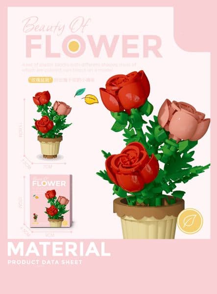 Free shipping Simulation of eternal flower basket potted plant building block decorative toy gift Hot Bestseller Selected Quality