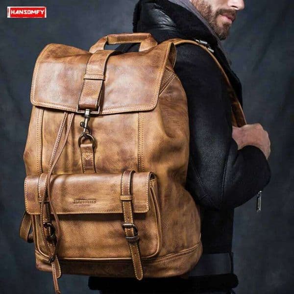 Genuine Men Backpack Travel Shoulder Bag Full Leather Large Capacity Men's Laptop Backpacks First Layer Cowhide Bags