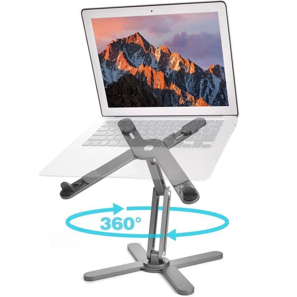 Foldable Laptop Stand 360Rotation Notebook Table Adjustable Aluminum Alloy Holder Portable X Type Bracket for 10-17 inch Laptop 260511
