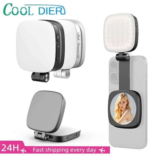 Magnetic Selfie Fill Live Photo Mini Portable Makeup Mirror Foldable Pocket LED Light Mobile Phone Holder