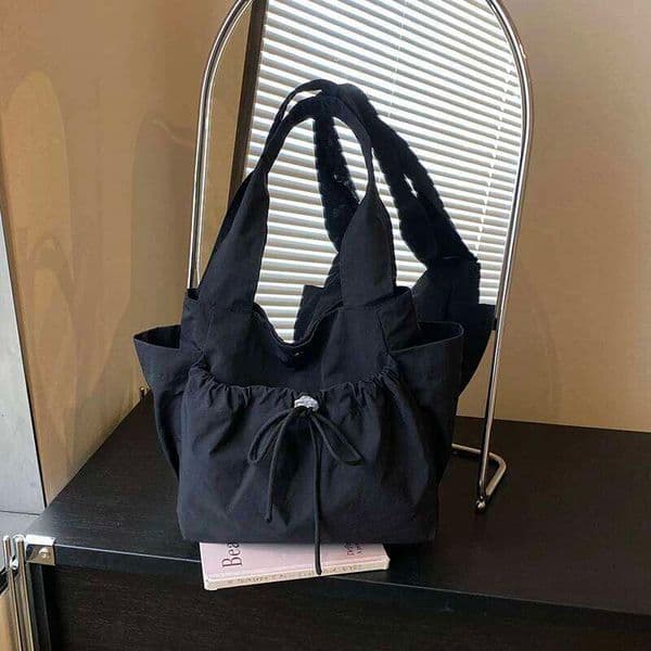 Women's new trendy tote shoulder large capacity handbag fashionable and versatile solid color commuting bag