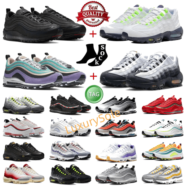 Running Shoes 95 95s 97 Triple Black For Men Women Designer Thick Bottom Sneakers Baltic Blue Neon Outdoor Sports