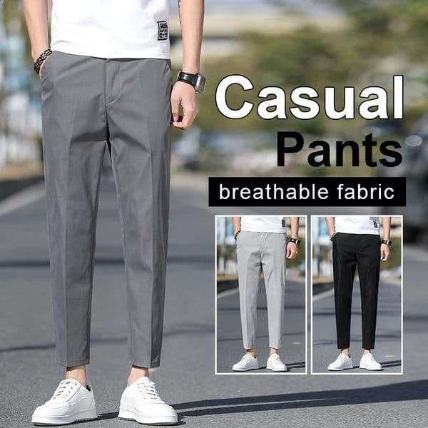 Mens Polyester Slim Fit NinePoint Pants 2025 Summer Autumn High Quality Casual MidLength Plus Size 38 260508