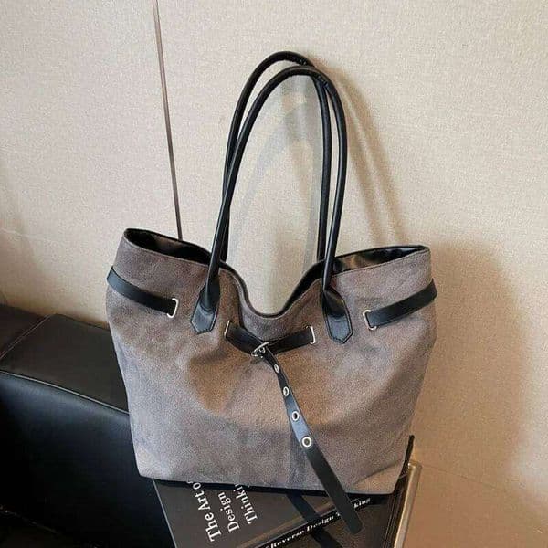 Korean Style Large Capacity Tote Fashionable Autumn Winter Trendy Shoulder Bag Business Commuting Canvas Pure Color