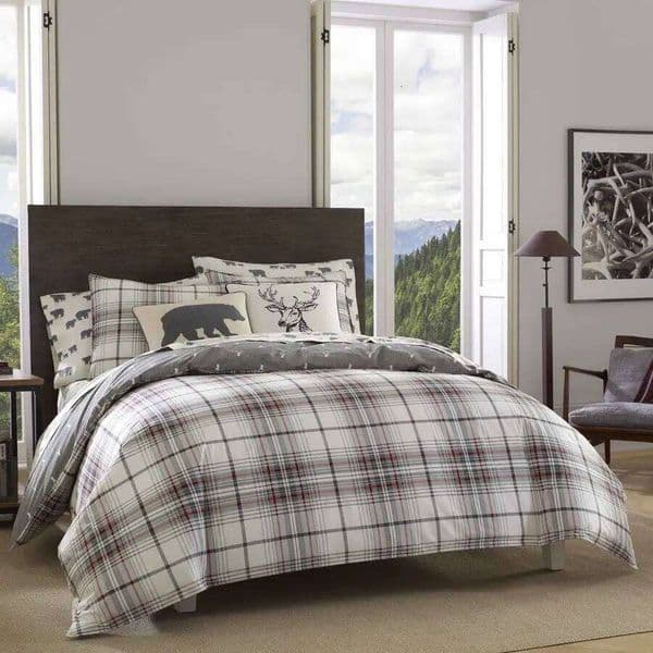 King Duvet Cover Set, 100 Soft amp Smooth Reversible Cotton Percale Bedding, 3 Piece Plaid Bed Set with Matching Pillowcases Ald 26L0518