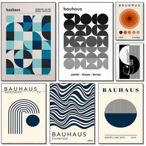 1pc Frameless Bauhaus Modern Geometric Art Minimalist Classic Poster Retro Room Family Bar Cafe Nordic Home Decor 26W0518