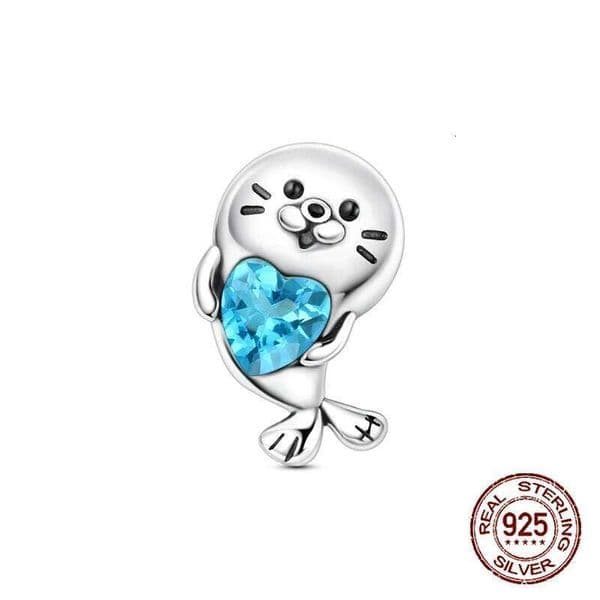 925 Sterling Silver Seal Dangle Charm Adorable Marine Animal Design Beads Fit Bracelets Cute Jewelry Gift for Women Girls J260518