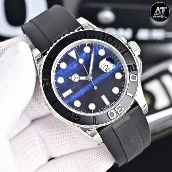 AT Factory's new men's watch 42mm equipped with 3235 blue balance spring movement, sapphire crystal glass rubber strap, eagle eye stone luxury watch SSS