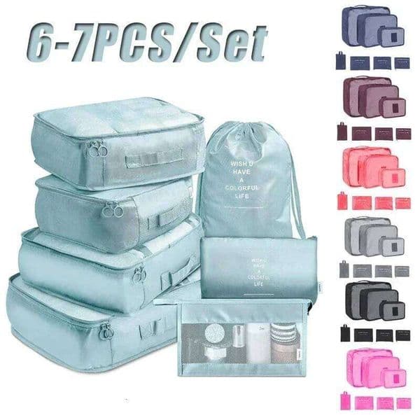 6 Pcs Travel Organizer Storage Bags Suitcase Packing Cubes Cases Portable Wardrobe Luggage Clothes Shoe Pouch Fold 26Y0518