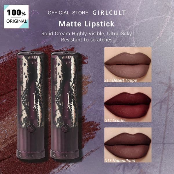 Girlcult Matte LipstickS11-S13Retro Party MakeupWear Alone or LayerMedium LongevityHighly Pigmented VibrantMatte Lock 260518
