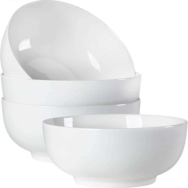 40 oz Large Soup Bowl Set of 4 7-Inch Porcelain Pho Bowls for Noodles and Soups Off-White Z260518