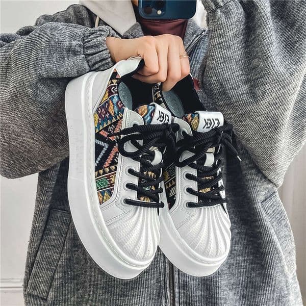 Summer Breathable Shock-Absorbing Sports Men's Casual Thick-Soled White Shoes New Shell Toe Canvas Sneakers