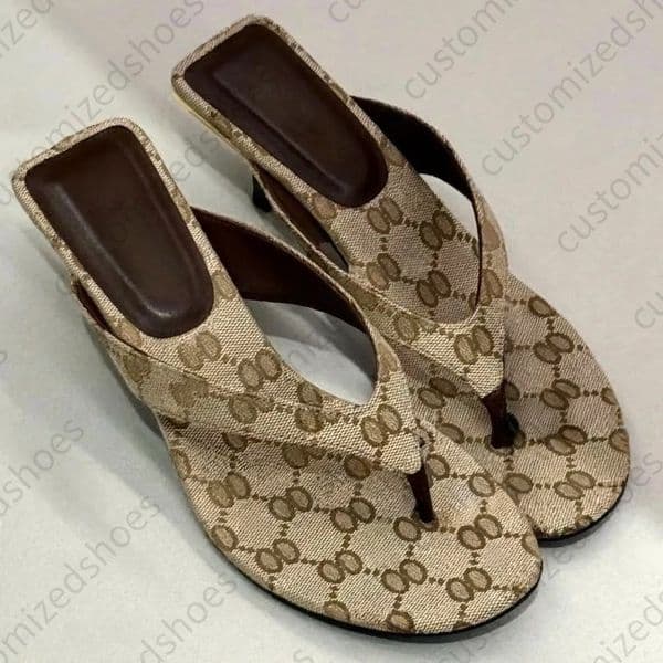 Woman Sandals Pink Heels Sandels Heels Designer Luxury Dress Designer Sandals Women Kitten Heels Flip Flops Summer Beach Canvas Leather Fall Mules Pumps Lady 35-42