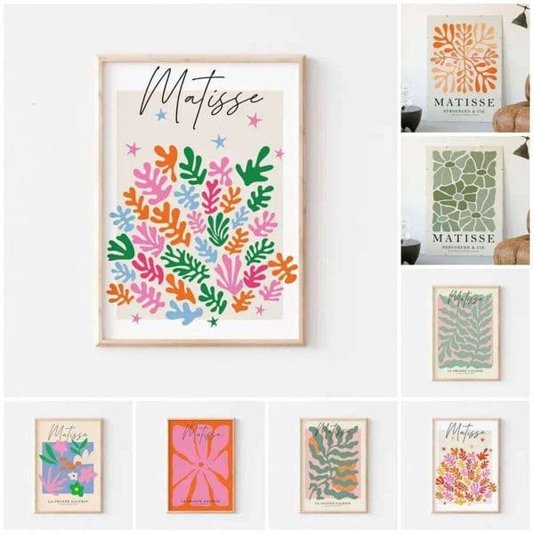Modern Abstract Art Wall Prints Matisse Exhibition Poster Colorful Flowers Leaves Canvas Painting Dorm Living Room Decor 26W0518