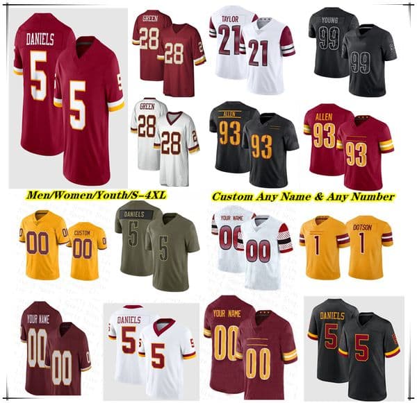 Jayden Daniels Football Jersey Commanders Terry McLaurin Frankie Luvu Sonny Styles Marcus Mariota Jacory Croskey-Merritt Mike Sainristil Jeremy Reaves Trey Amos