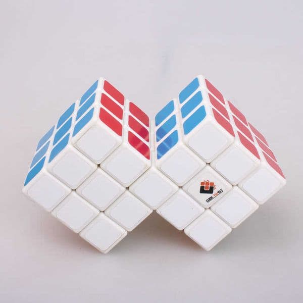 Rainbow-colored connected cube - white 3x3 two-link 3CT Connected Irregular Shape Magic Cube Puzzle ToyL260518