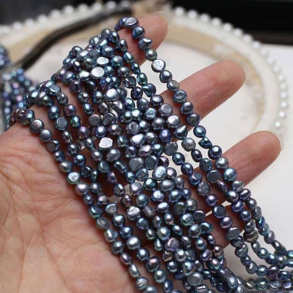 4-5mm Black Irregularly Shaped Semi-Finished Beads Natural Pearls for Jewelry Making Supplies DIY Necklace Bracelet Accessories