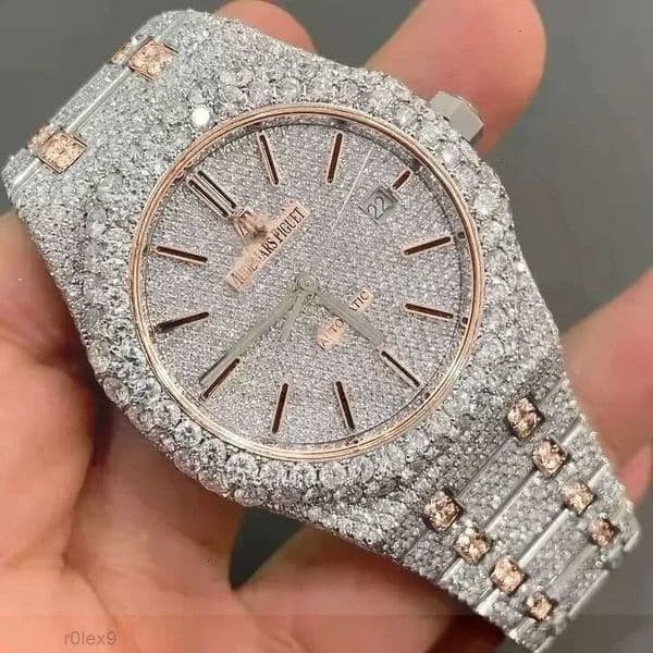Molssanite VVS mossanite Automatic Mechanical iced out Women Designer MenMoissanite Pass Dia Watches moissanite watch pass dia test with bo39