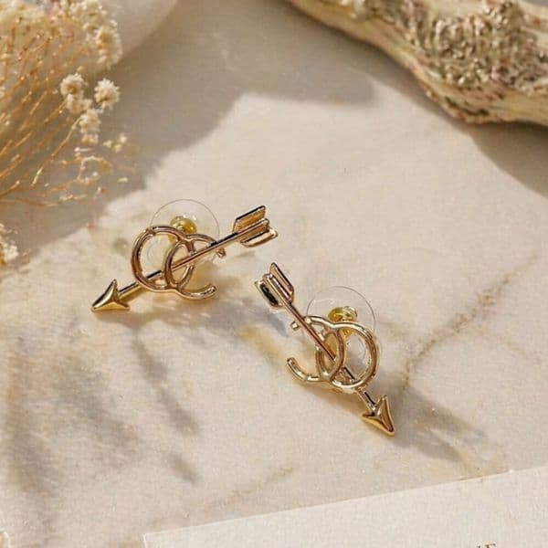 channels earrings designer arrow-shaped C-letter earrings unique design high-end elegant ear accessories cc earrings