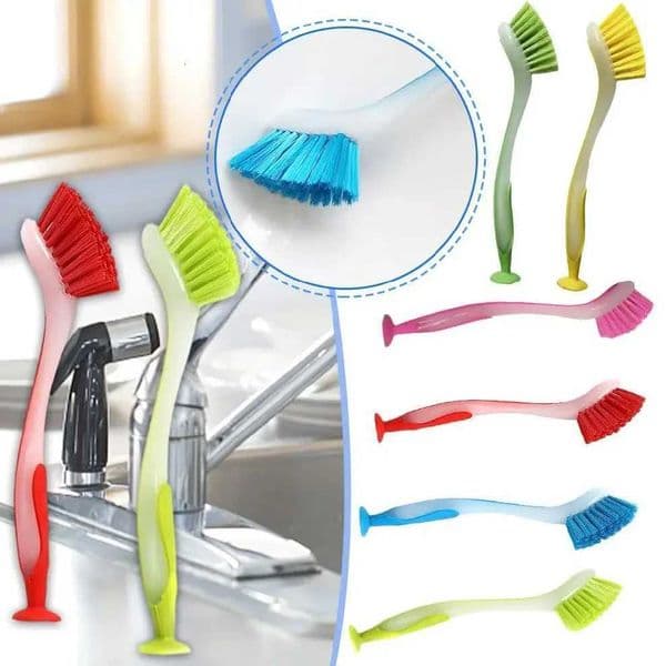 Multifunctional Pot Cleaning Brush Vertical Dishwashing Brush Kitchen Suction Cup Type Sink Cleaning Scrub LongHandle Tool Brush L260516