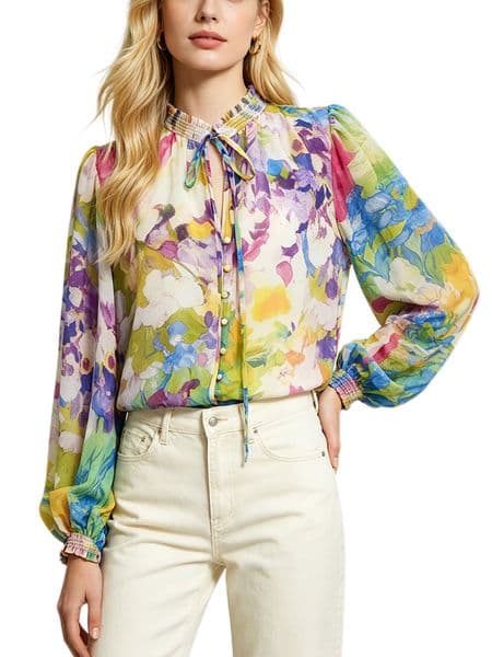 Fashion Elegant Women Blouses Crew Collar Long Sleeve Classic Printing Shirts Sweet Lady Tops High Street Girl