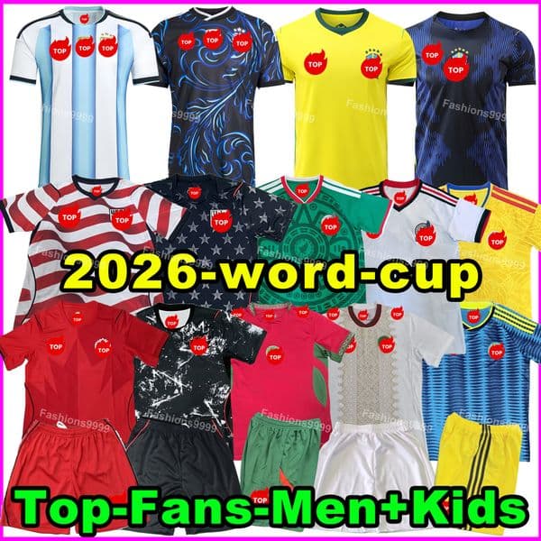 world cup 2026 jersey argentina, brazil, colombia, the united states, mexico, canada, japan, south korea, uruguay, morocco, ecuador, algeria, tunisia fans soccer jersey,16-4XL