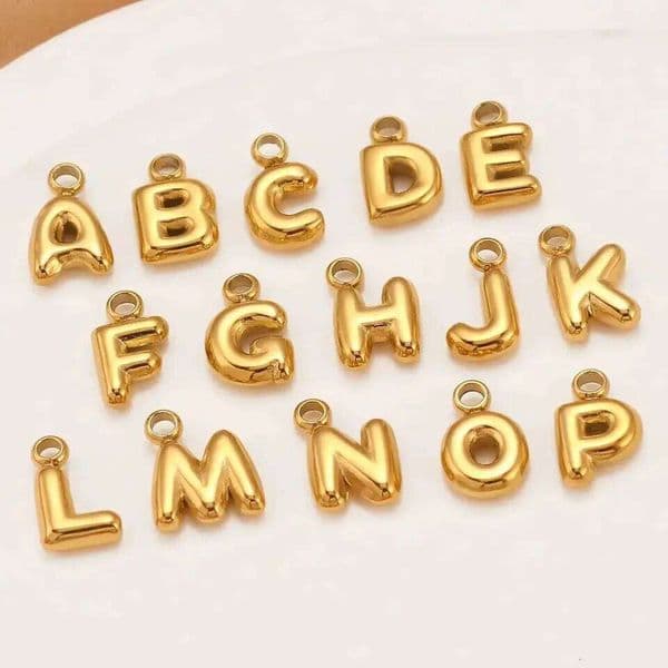3Pcs/Lot Mini Balloon Alphabet Initial Charms for Necklace Bracelet Making Stainless Steel Small Bubble English Letter Pendants J260518