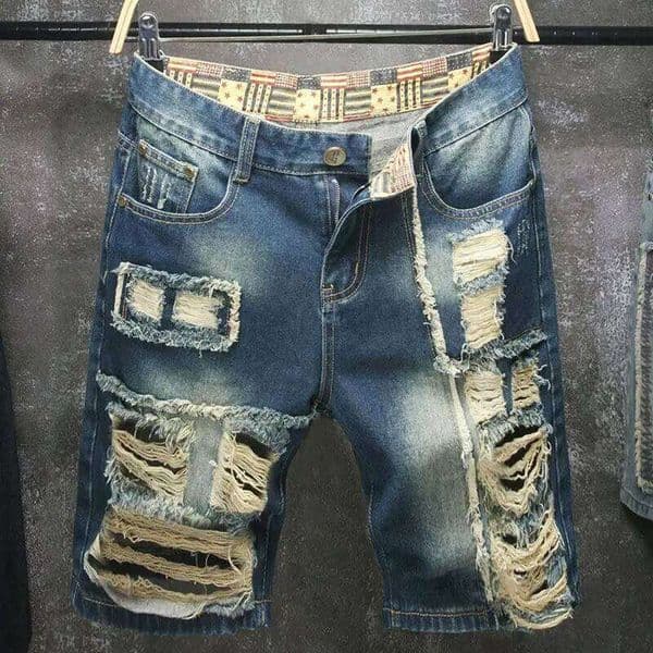 Large-size fashion brand new style denim shorts for men, summer casual and versatile mid-length pants, ripped jeans 26L0518