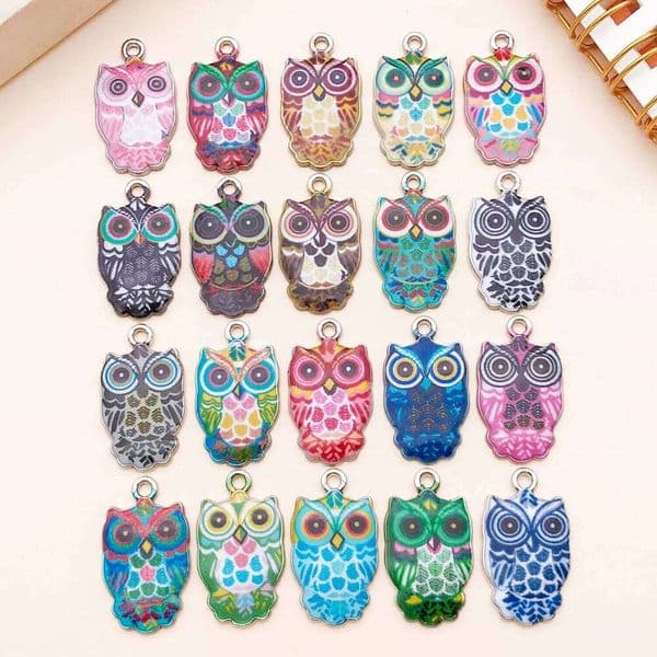 10/20pcs 23x13X2mm Enamel Charms for JewelryMaking Metal Owl Cat Pendants For Earrings Women DIY fashion necklace Accessories