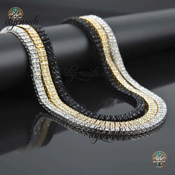 New Gold Bling Diamond Tennis Chain Mens Necklace Full Ice Personalized Hip Hop Iced Out Long Choker Chains Rapper Jewelry Gifts for Boys