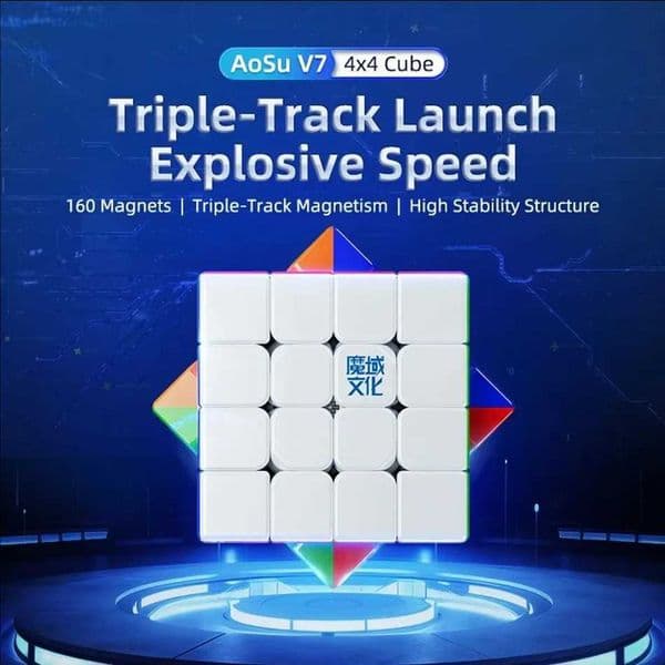 MoYu AoSu V7 Magnetic 4x4x4 Magic Speed Cube AOSU V7 Magnetic Track UV Cube Stickerless Puzzle Toys Gifts MOYU AOSU 4X4 L2605184C57